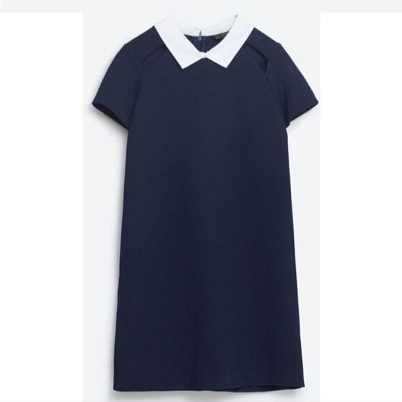 Zara Trafaluc Navy Cutout Collar Mini Dress - Picture 9 of 10